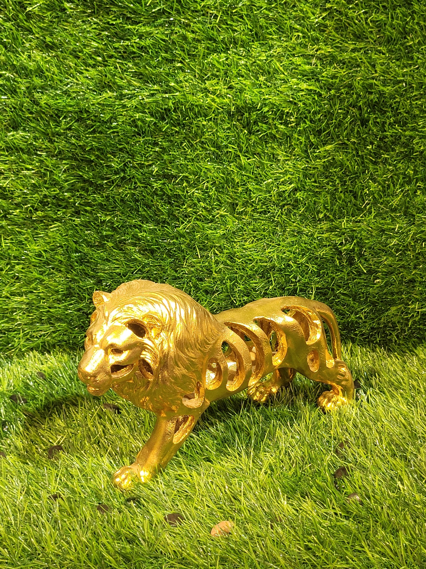 Golden Metallic Lion Sculpture