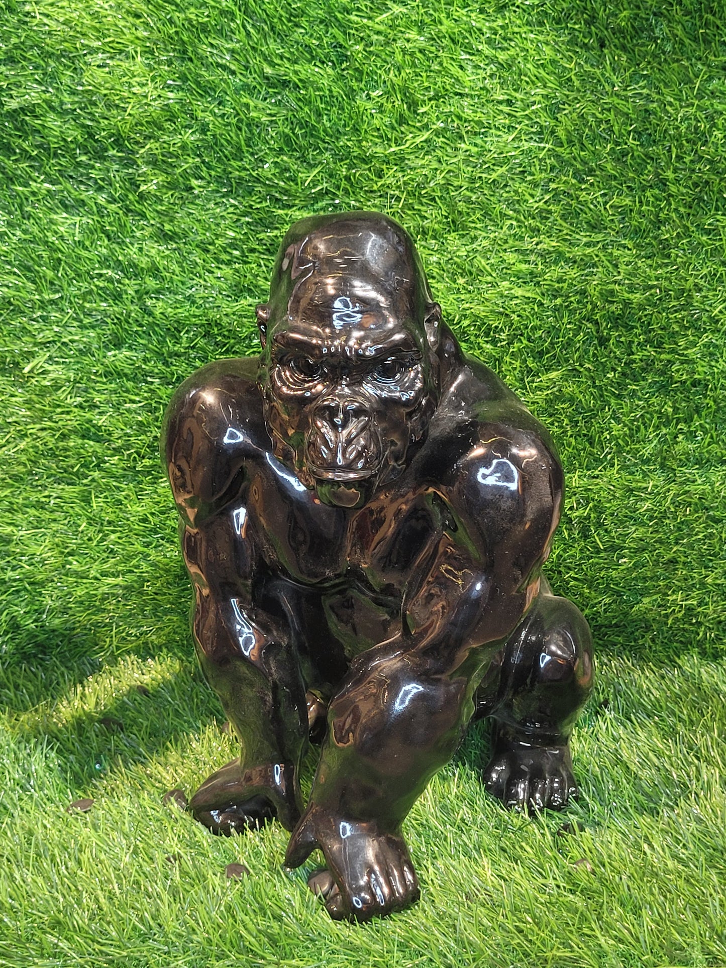 Glossy Black Gorilla Figurine