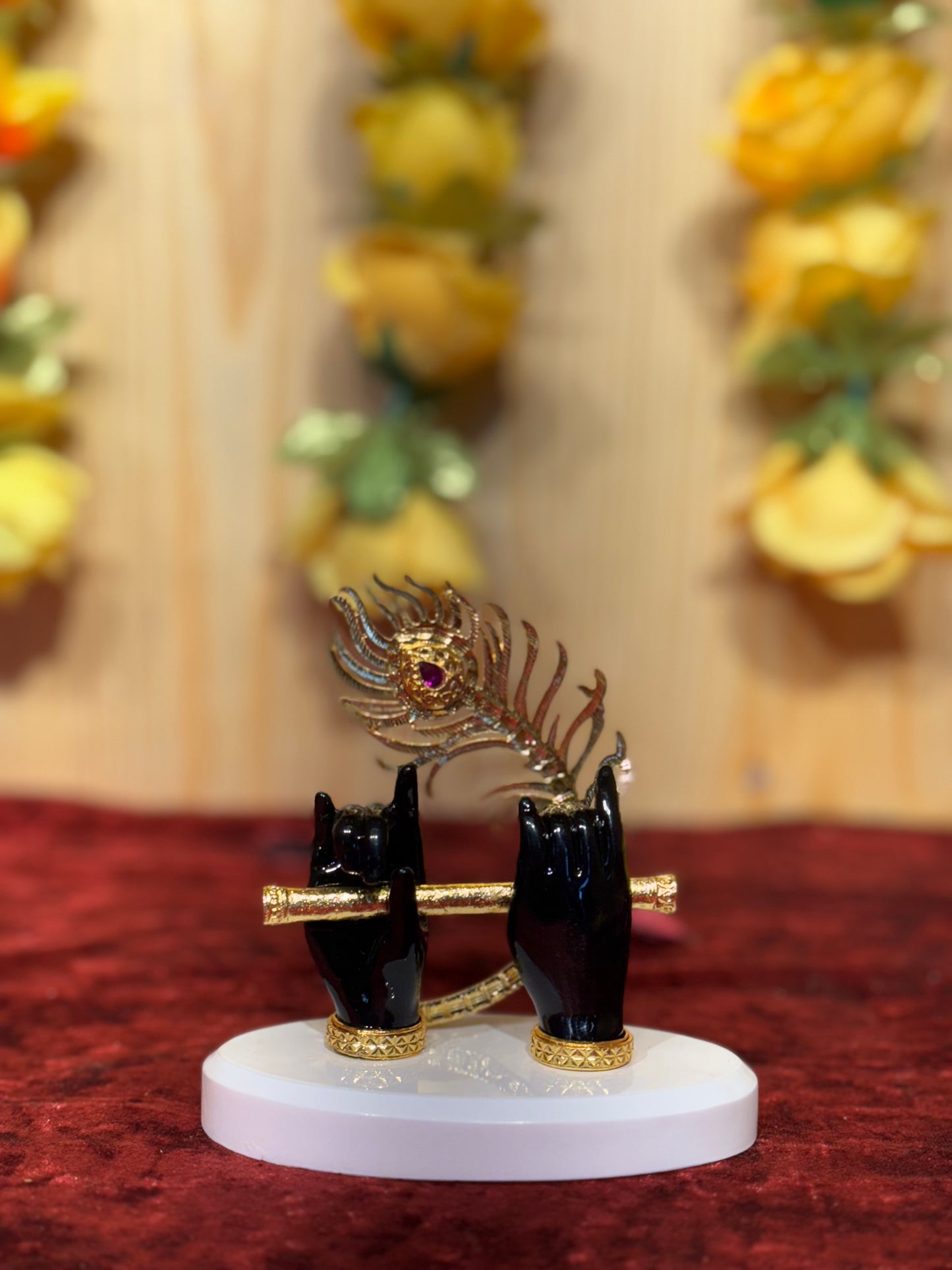 Krishna Flute Hand Idol with Peacock Feather