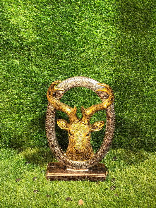 Ornate Golden Deer Head Figurine