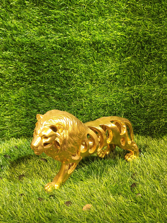Golden Metallic Lion Sculpture