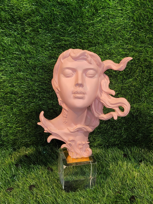 Artistic Pink Bust Sculpture with Flowing Hair
