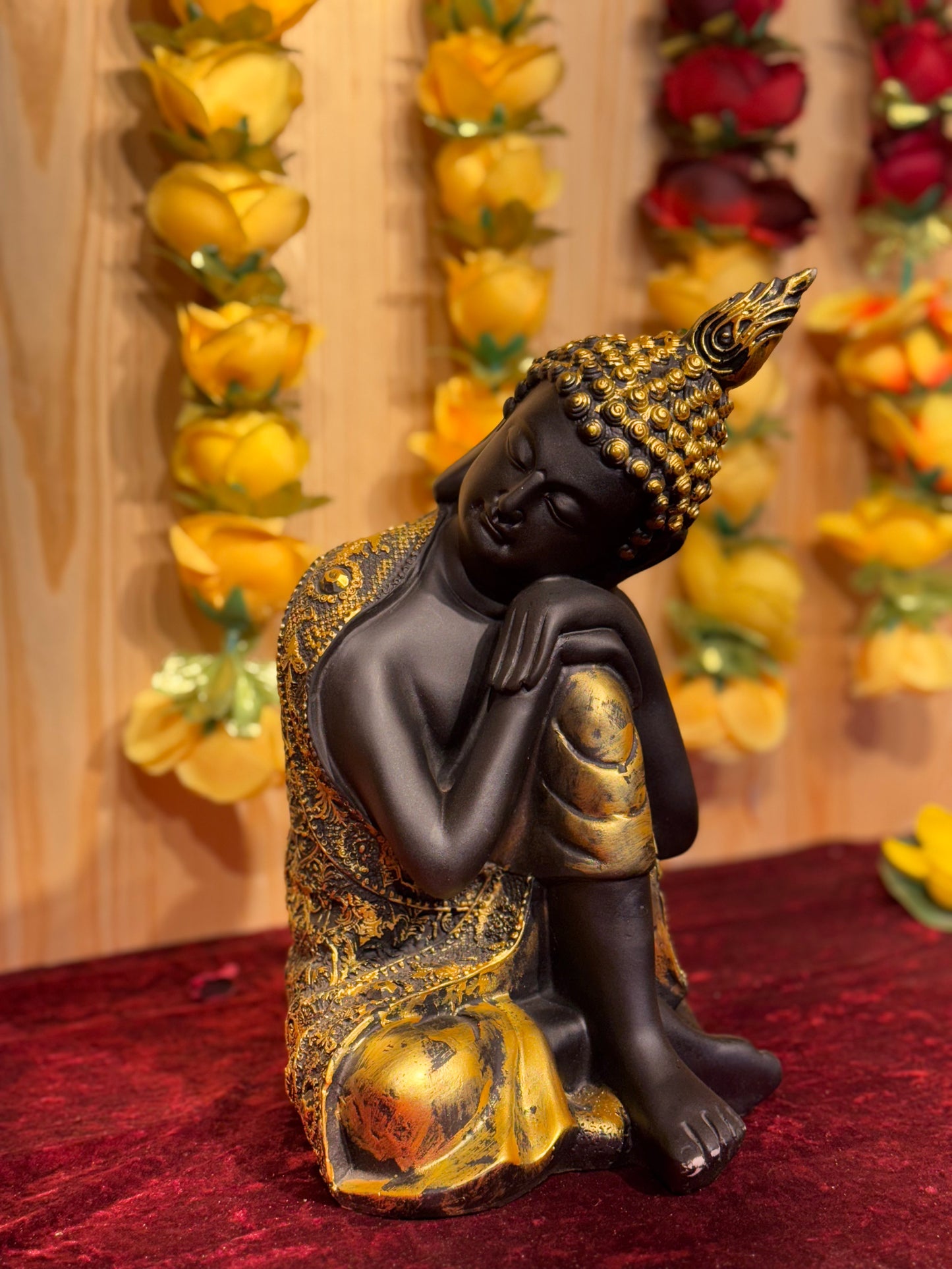 Resting Black & Gold Buddha Statue