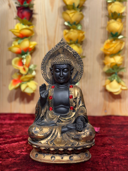 Antique Black & Gold Buddha Idol in Abhaya Mudra