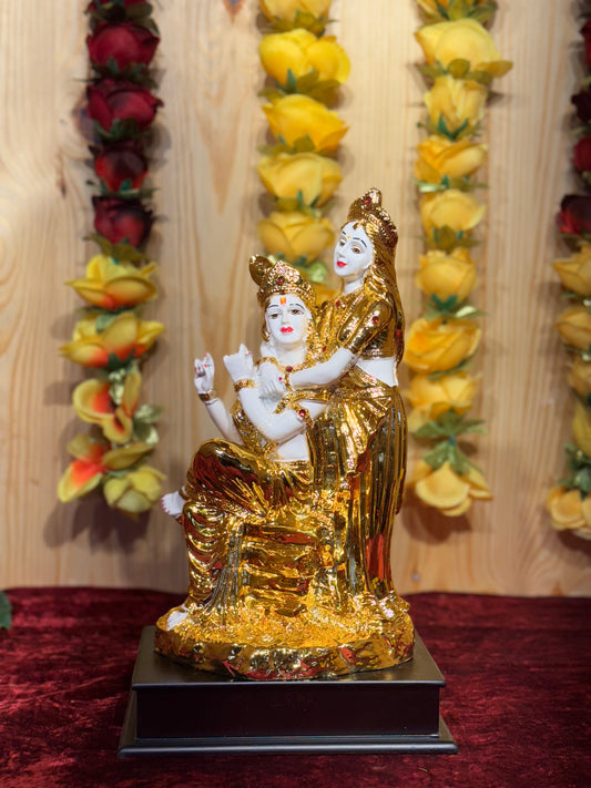 Radha Krishna Idol in Golden Finish