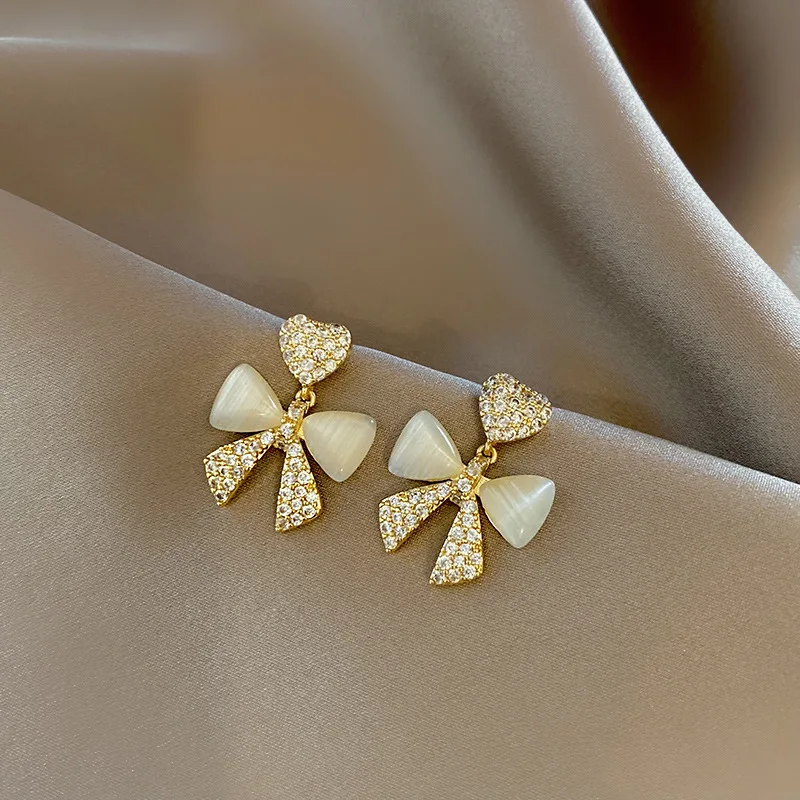 Heart Bow Stud Earrings - Image 3