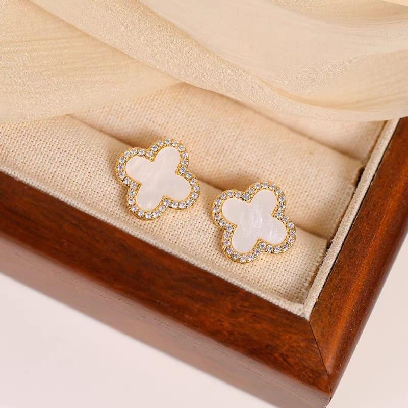 Stainless steel Flower zircon studs Earrings - Image 2