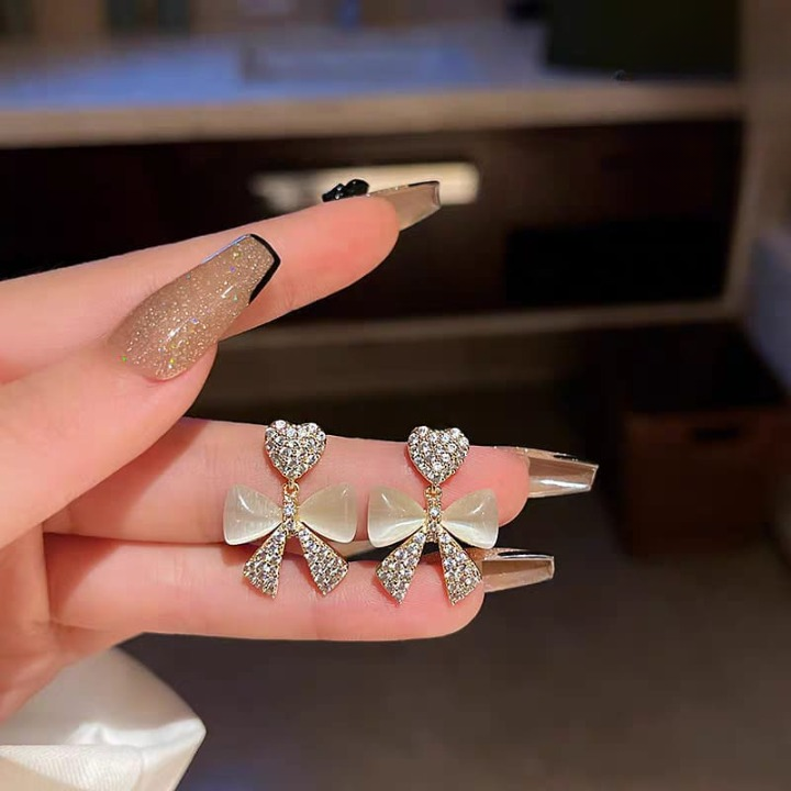 Heart Bow Stud Earrings - Image 2