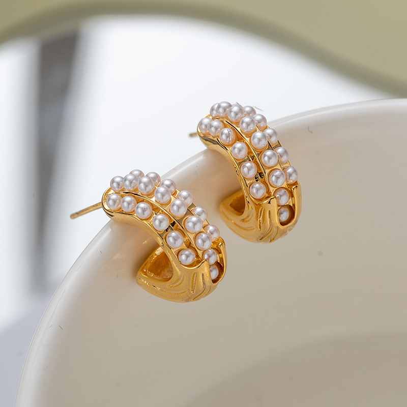 Golden Pearl Bali Earrings