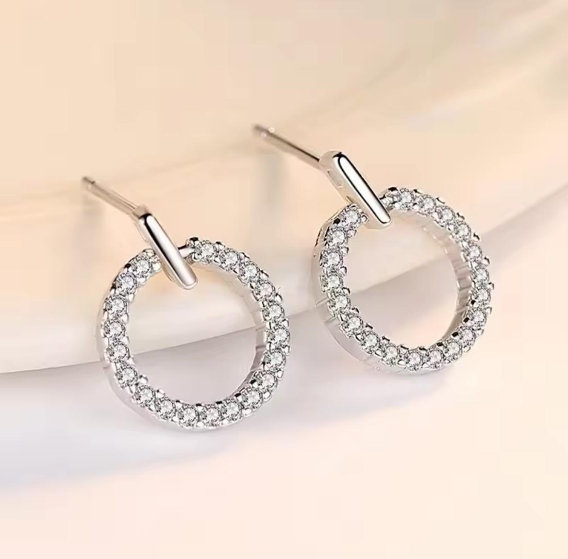 Golden Circle Zircon Korean Earrings - Image 3