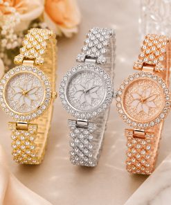 Golden Floral Crystal Watch