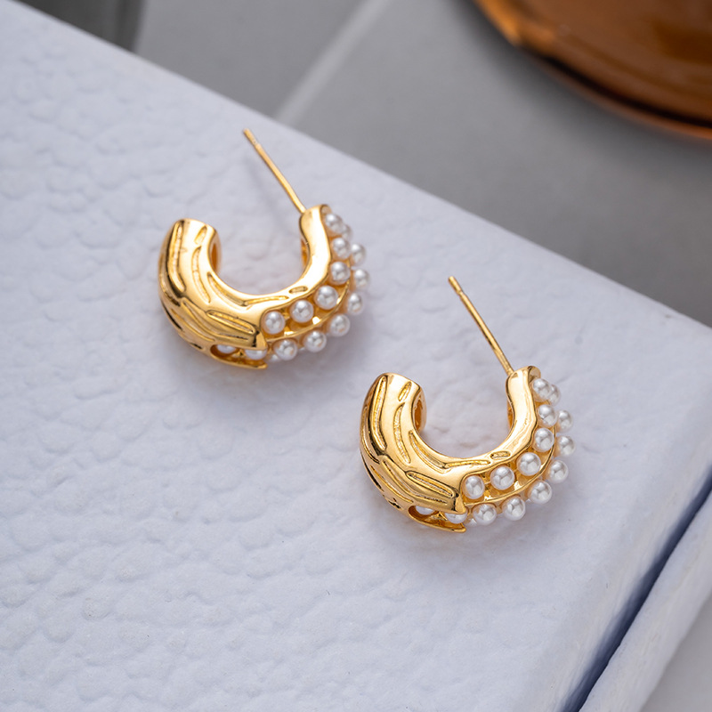 Golden Pearl Bali Earrings - Image 2