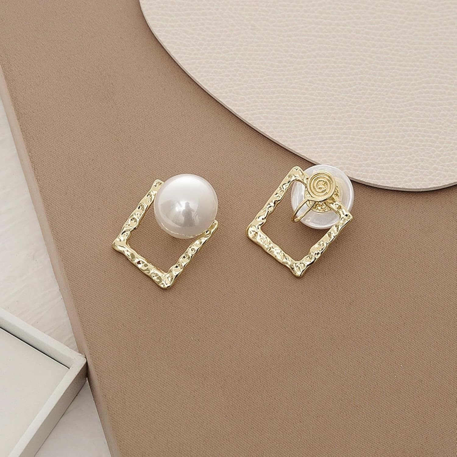 Korean Square Pearl Earrings - Image 3