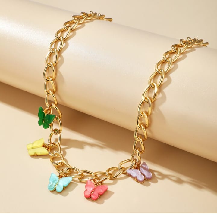 Multi-Color Butterfly Charm Necklace - Image 2