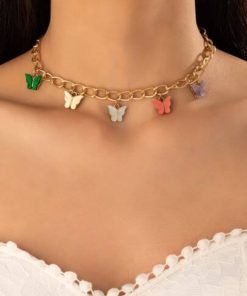 Multi-Color Butterfly Charm Necklace