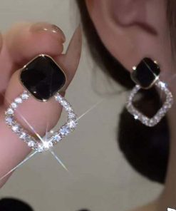 Black Zircon Korean Earrings