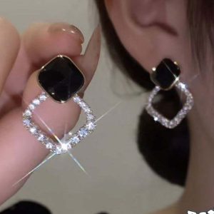 Black Zircon Korean Earrings