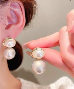 Oval Marble Korean Earrings