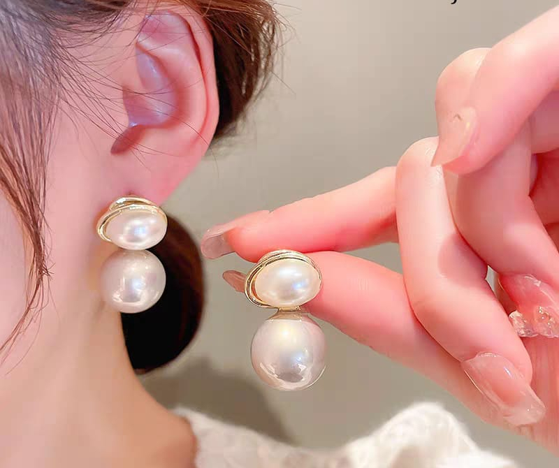 Oval Marble Korean Earrings