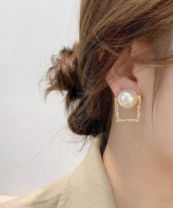 Korean Square Pearl Earrings