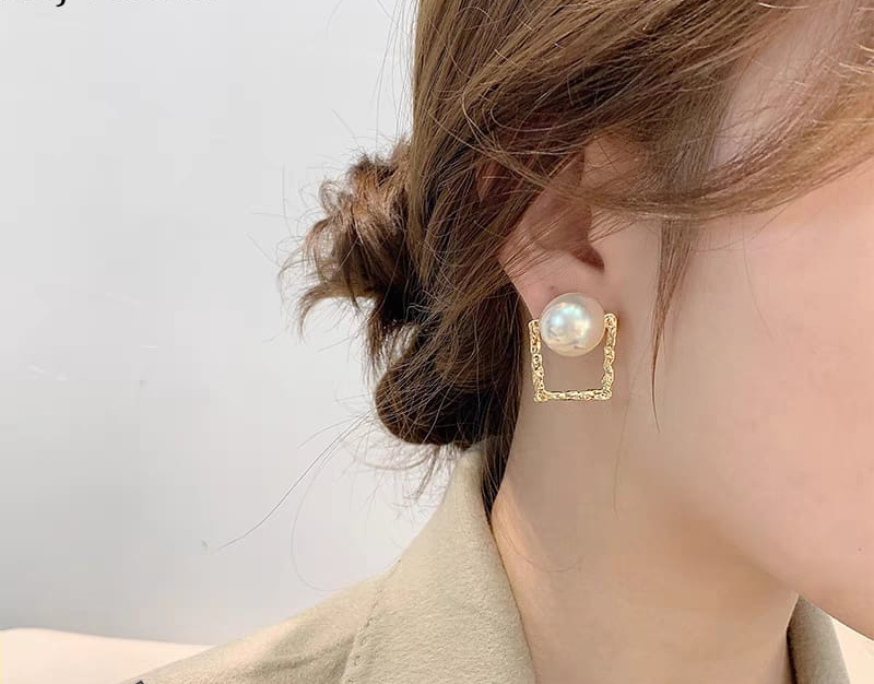 Korean Square Pearl Earrings