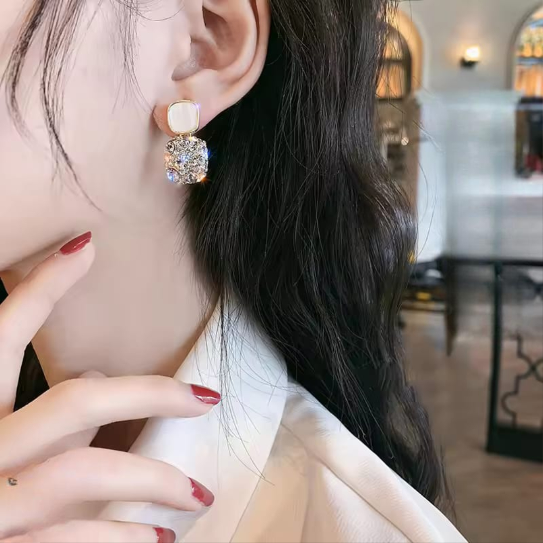 Rhinestone Square Earrings - Image 2