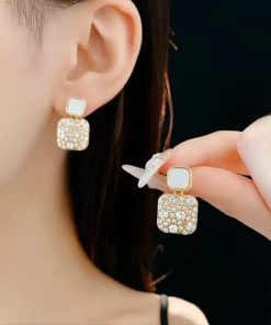 Rhinestone Square Earrings