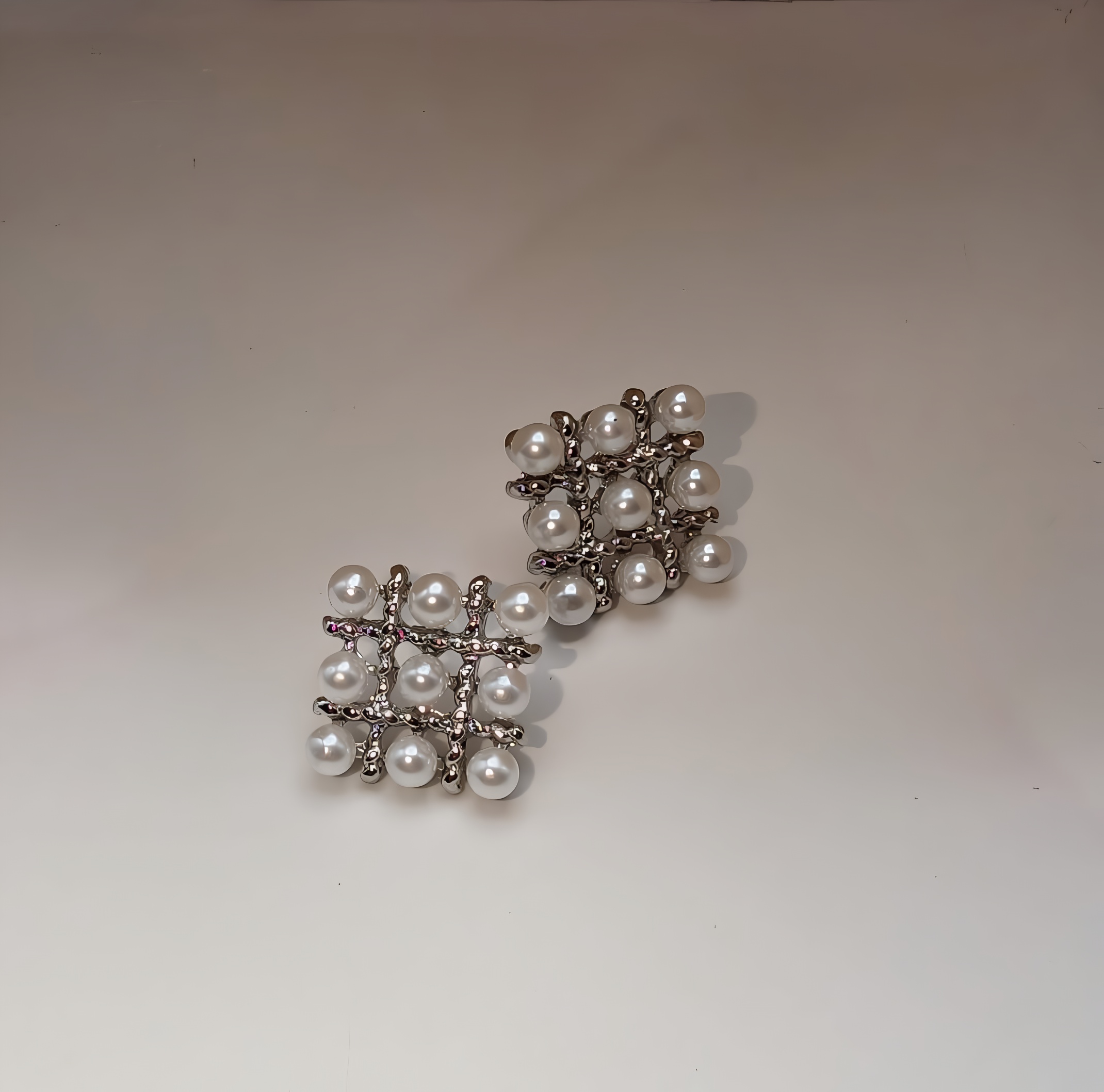 Pearl Square Korean Earrings - Image 2
