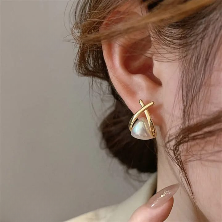 Korean Cross Pearl Earrings