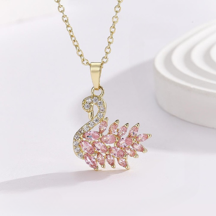 Golden Pink Swan Zircon Necklace - Image 2